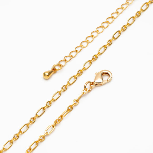 Gold/ Silver/ Rose Gold Oval Cable Chains 2.4mm, Finished Bracelet/ Anklet/ Necklace with Extender Chain, Ready to Wear (#LK-285)