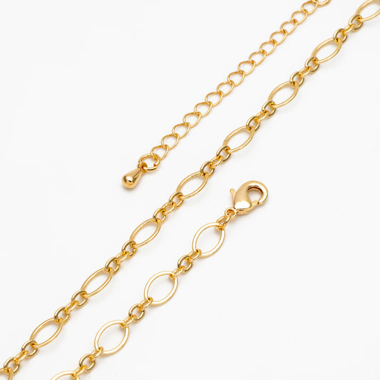 Dainty Gold Oval Link Chains, Finished Bracelet/ Anklet/ Necklace with Extender Chain, Ready to Wear (#LK-286)