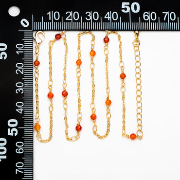Gold Beaded Cable Chains, Finished Bracelet/ Anklet/ Necklace with Extender Chain, Ready to Wear (#LK-379)