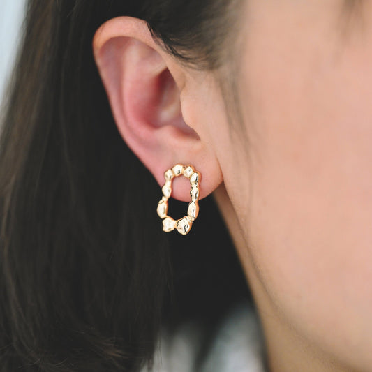 10pcs Gold Irregularity Rectangle Hoop Earrings, Minimalist Stud Earrings, Jewelry Supplies (GB-3567)