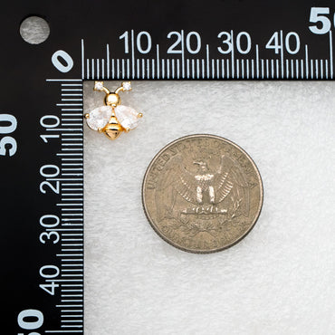 4pcs CZ pave Gold Bee Earrings 12mm, Real Gold Plated Brass Stud Earrings (GB-4243)