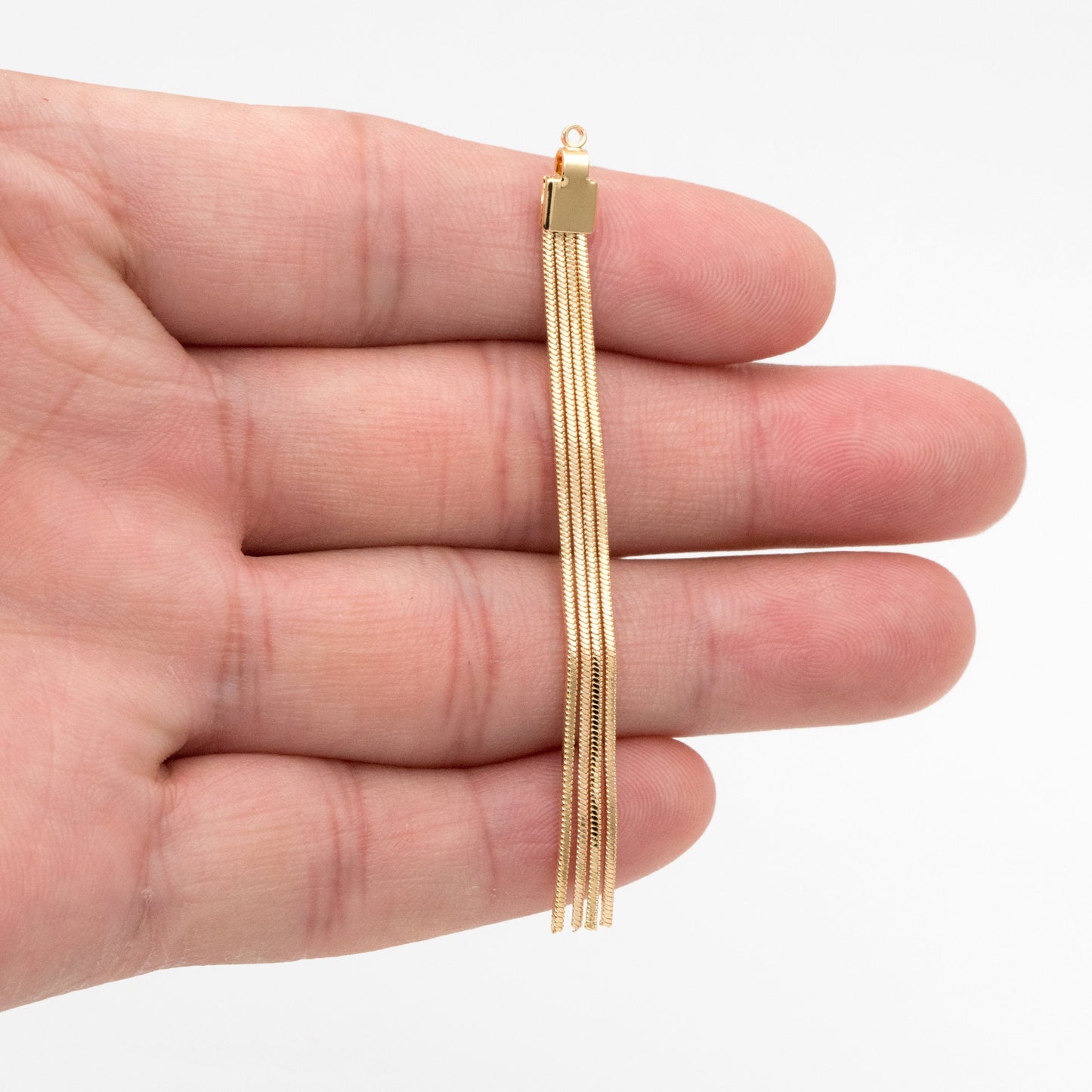 4pcs Chain Tassel Charms 65mm, Gold plated Brass, Tassel Earring Components (GB-3523-D)