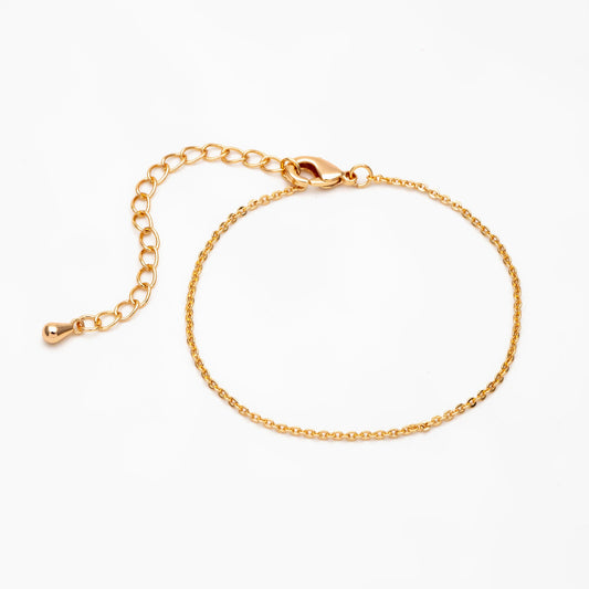 Gold plated Brass Cable Chains 1.3mm, Finished Dainty Necklace with Extender Chain, 18-20 Inch Adjustable, Ready to Wear (#LK-314)