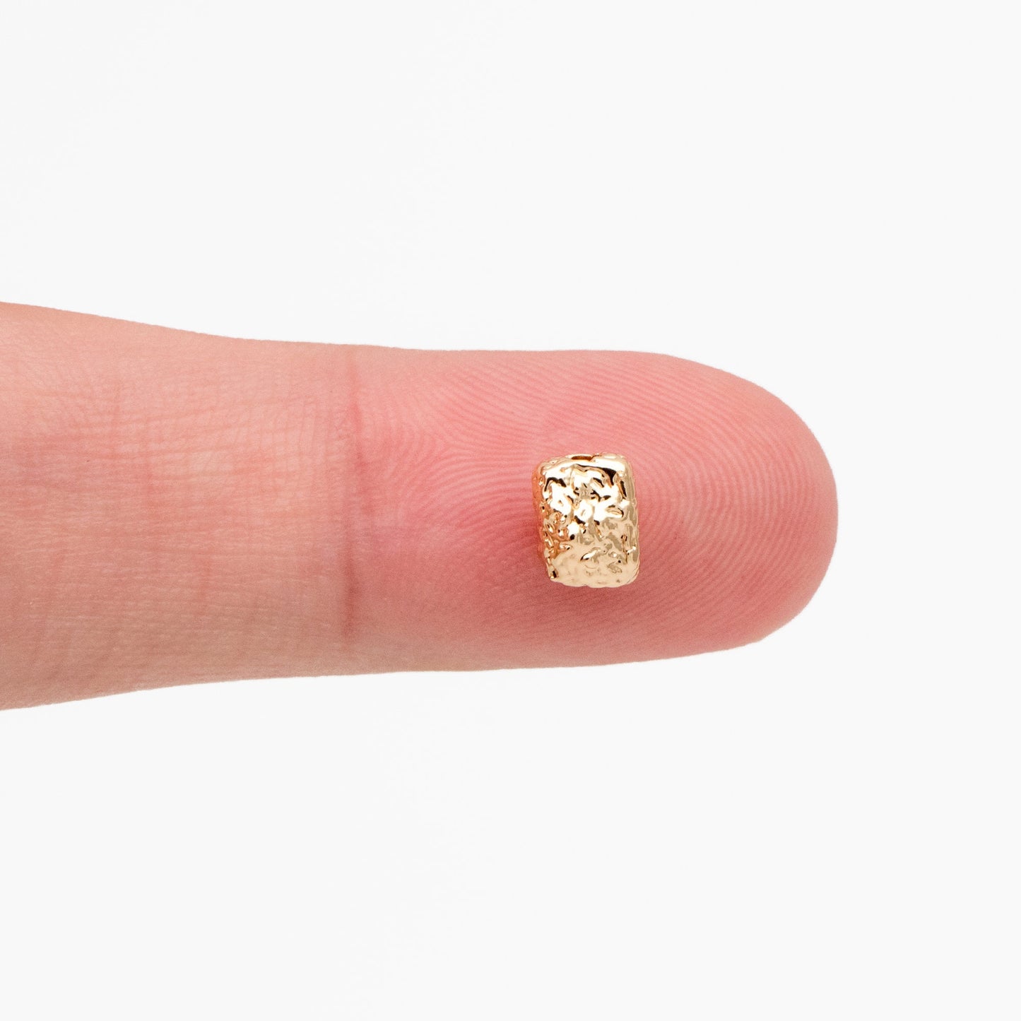 10pcs Gold Hammered Cuboid Spacer Beads, Rectangle Spacer Beads for Jewelry Making (GB-2956-C)