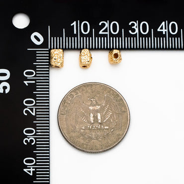 10pcs Gold Hammered Cuboid Spacer Beads, Rectangle Spacer Beads for Jewelry Making (GB-2956-C)