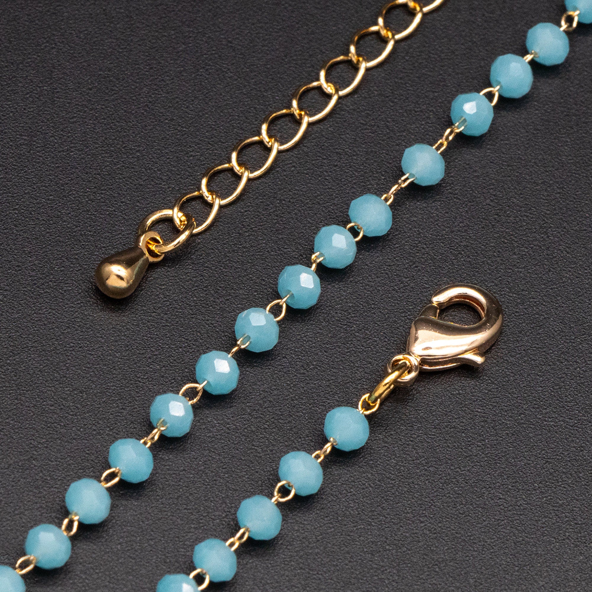 Crystal Bead Chains, Finished Bracelet/ Anklet/ Necklace with Extender Chain, Glass Beaded Chain, Ready to Wear (#LK-180)