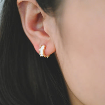 4pcs Gold Enamel Circle Hoop Earrings, 18K Gold plated Brass, Minimalist Huggie Earrings (GB-3717-E)