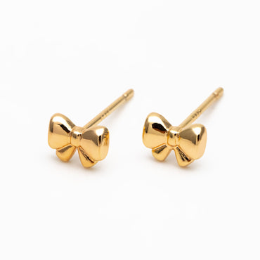 10pcs Tiny Bowknot Stud Earrings: 18K Gold Plated Brass (GB-4257)