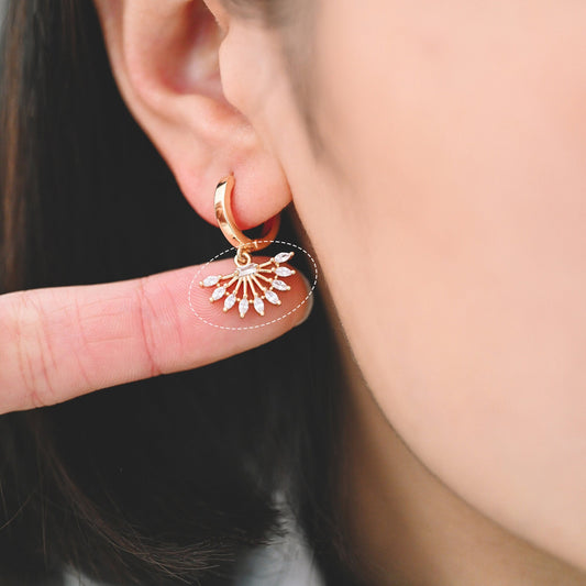 4pcs CZ Pave Gold Fan Shaped Charm 11.5x16mm, Earring Findings, Jewelry Making, Diy Material, Jewelry Supplies (GB-3821)