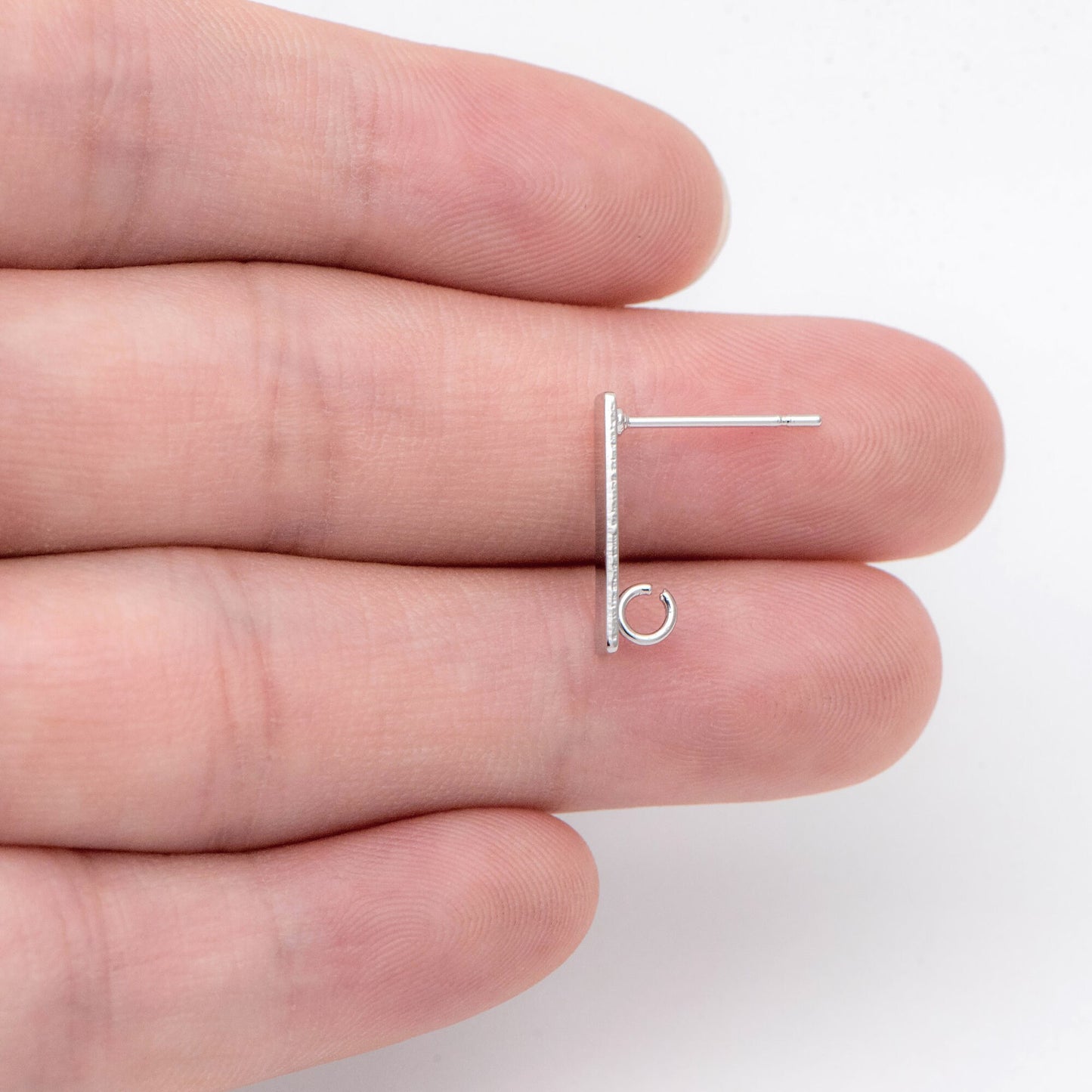 10pcs Gold/ Silver Tone Rectangle Earring Post with Loop, 18K Gold/ Rhodium Plated Brass, Geometric Earring Components (GB-1526)