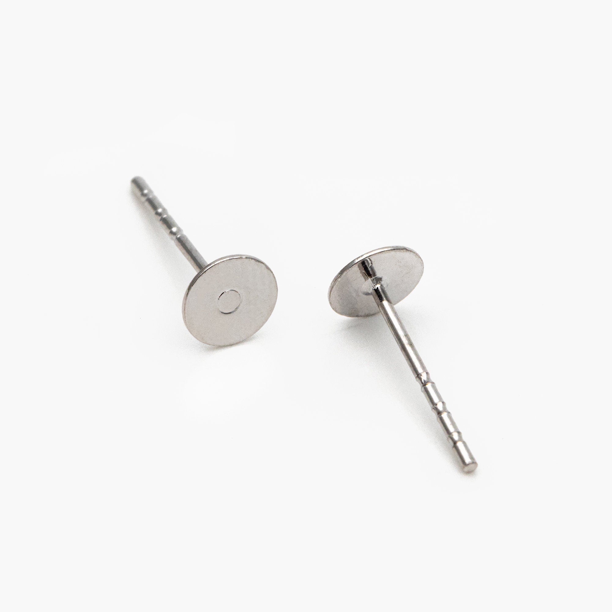 20pcs Gold/ Silver Ear Posts, Gold/ Rhodium plated Brass, Stud Earrings with 5mm Flat Cup (GB-137)