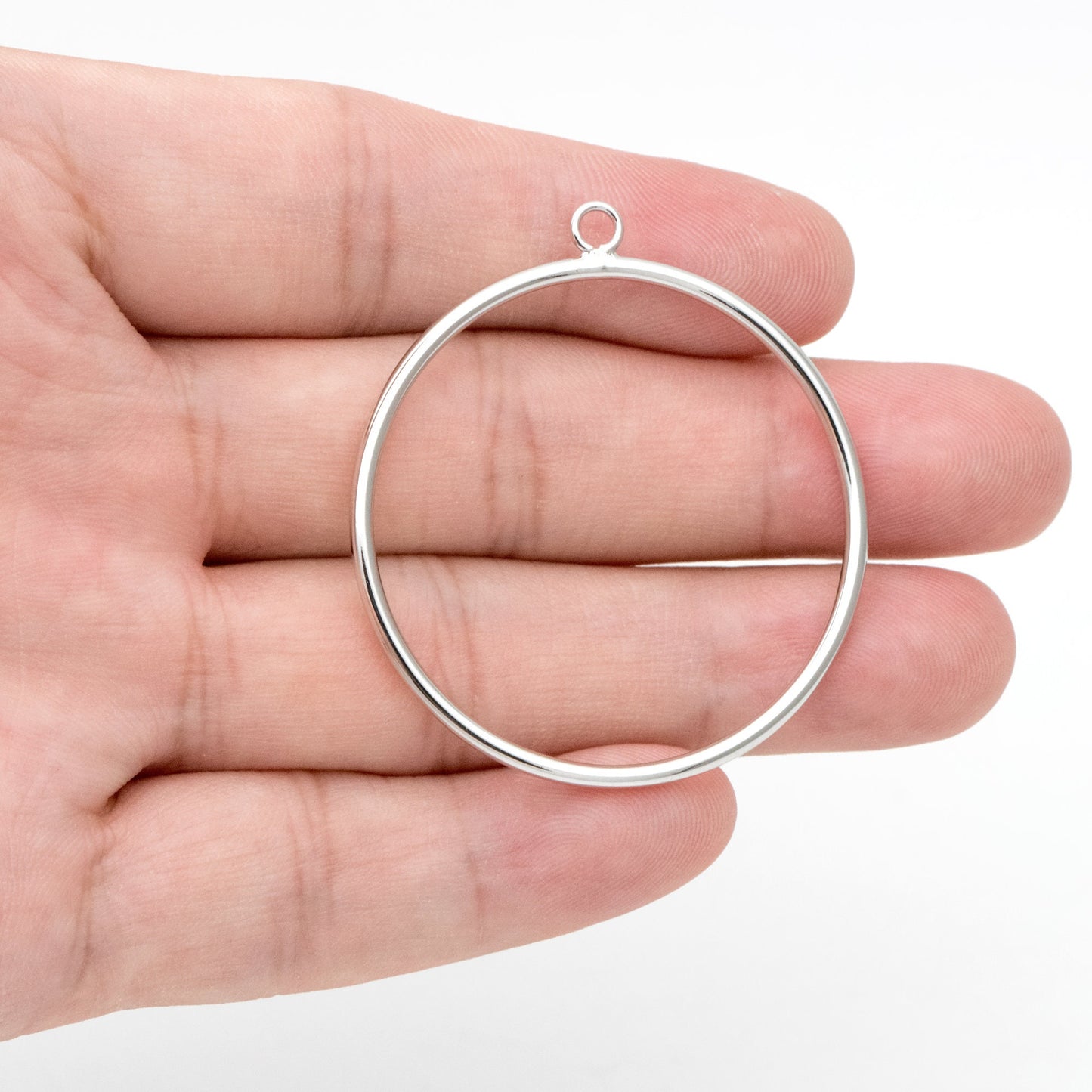 10pcs Gold/ Silver Tone Circle Pendants: 18K Gold/Rhodium Plated Hoop Charms, 40mm (GB-2769)