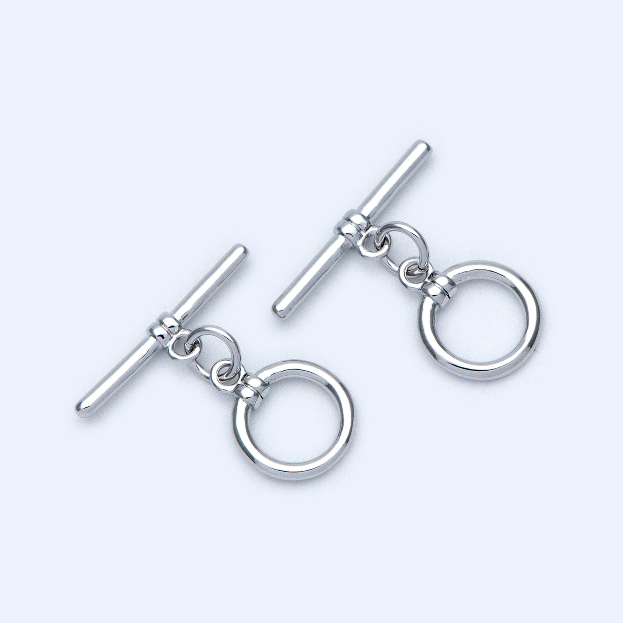 10 sets Gold/ Silver Toggle Clasp, Real Gold/ Rhodium plated Brass, Easy Close Clasp 10mm Smooth Round (#GB-1543-D)