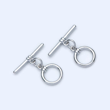 10 sets Gold/ Silver Toggle Clasp, Real Gold/ Rhodium plated Brass, Easy Close Clasp 10mm Smooth Round (#GB-1543-D)