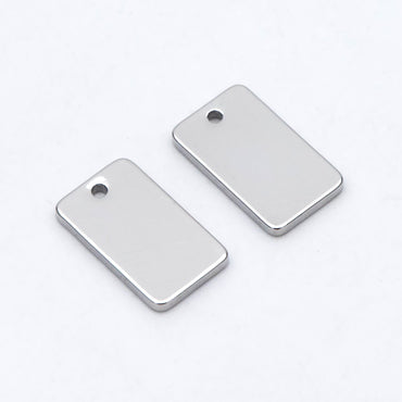 10pcs Gold/ Silver/ Rose Gold Rectangle Charms, Gold/ Rhodium plated Brass Flat Rectangle Pendants 12x7mm, Geometric Bar Charms (GB-2245)