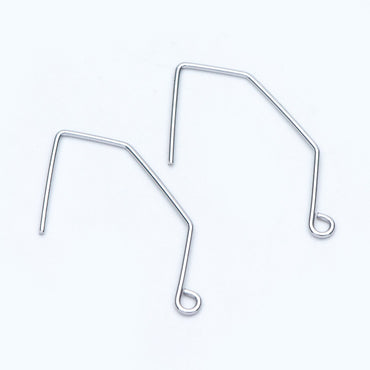 10pcs Gold/ Silver tone Ear Hooks 32x18mm, Gold/ Rhodium plated Brass Simple Earwires Earring Components (GB-947-B)
