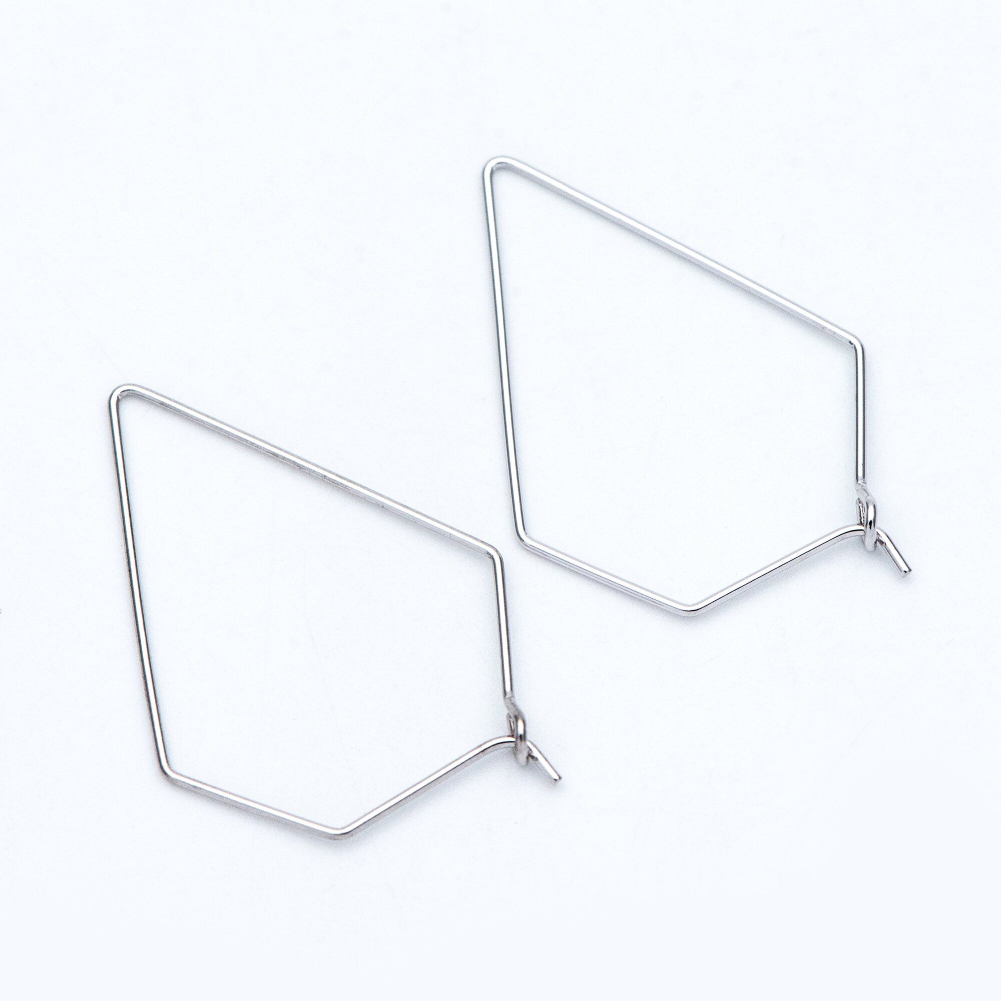 10pcs Gold/ Silver tone Geometric Hoop Earring 35x23mm, 18K Gold/ Rhodium plated Brass, Ear Wire Components (GB-698-B)