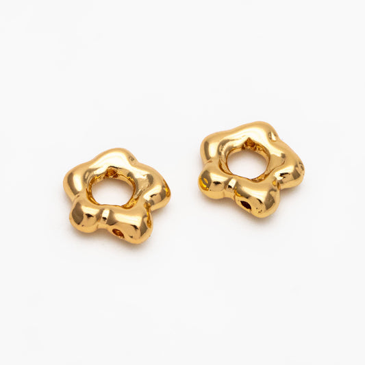 10pcs Gold/ Silver Irregular Spacer Beads 9mm, Gold/ Rhodium plated Brass, Jewelry Making, Diy Material, Jewelry Supplies (GB-4259)