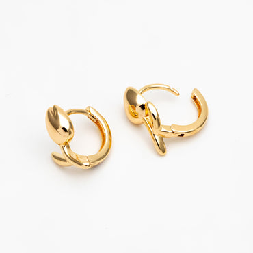 4pcs Gold Tulip Hoop Earrings, 18K Gold plated Brass, Minimalist Huggie Earrings (GB-4273)