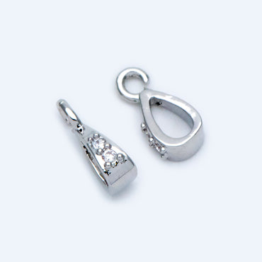 10pcs CZ Pave Gold/ Silver Open Loop Bail, Gold/ Rhodium Plated Bails, Small Bail, Jewelry Bail, Pendant Bails, Metal Bails (GB-1468-C)