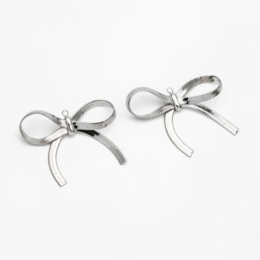 10pcs Gold/ Rhodium plated Bowknot Charms, Large Bow Knot Pendants 35x37mm (#GB-2745-G)