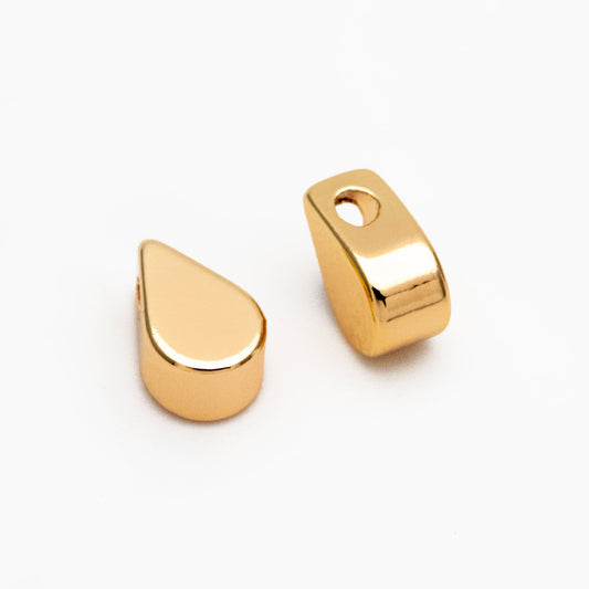 10pcs Mini Gold/ Silver/ Rose Gold Teardrop Charms 6mm, Gold/ Rhodium plated Brass Leaf Beads (GB-088)