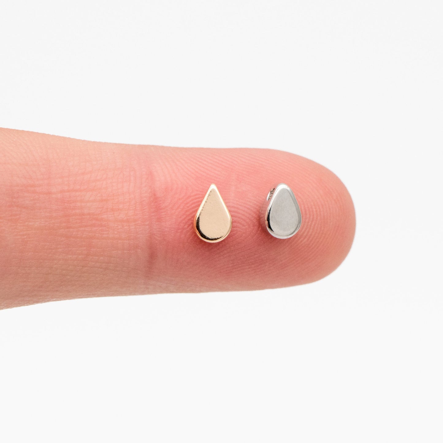 10pcs Mini Gold/ Silver/ Rose Gold Teardrop Charms 6mm, Gold/ Rhodium plated Brass Leaf Beads (GB-088)