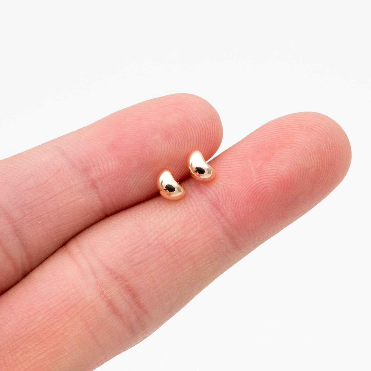 10pcs Gold/ Silver Tiny Pea Earrings 5.5mm, Real Gold/ Rhodium Plated Brass Minimalist Stud Earrings (#GB-4256)