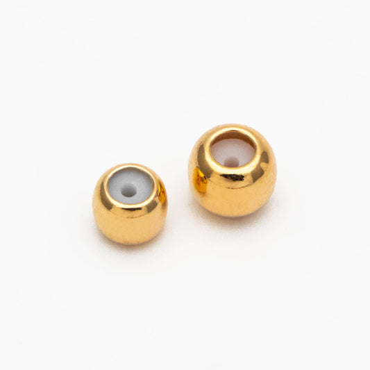 20pcs Gold/ Silver/ Rose Gold Round Rubber Stopper Beads 3/4/5mm, Gold/ Rhodium plated Brass, Tiny Rondelle Charm Holder Connector (GB-392)