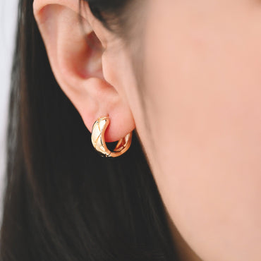 4pcs Gold Textured Hoop Earrings, Huggie Earrings, Minimalist Earring, Small Gold Hoops Earring (GB-3792)