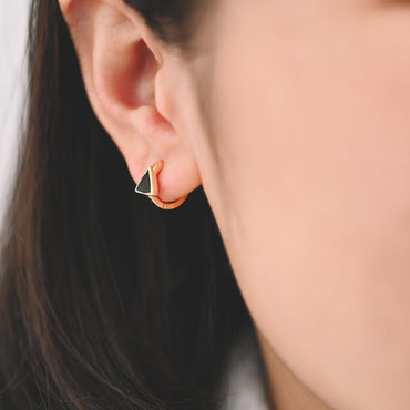 4pcs Gold Enamel Triangle Hoop Earrings, 18K Gold plated Brass, Minimalist Huggie Earrings (GB-3839-C)