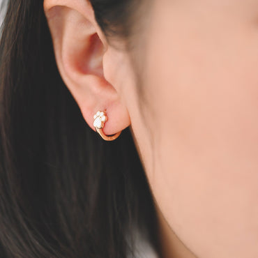 4pcs Gold Enamel Pet Footprint Hoop Earrings, 18K Gold plated Brass, Minimalist Huggie Earrings (GB-3839-A)