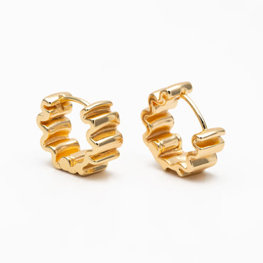 4pcs Gold/ Silver Wave Hoop Earrings, Gold/ Rhodium Plated Brass Huggie Earrings, Huggie Hoops (GB-4283)