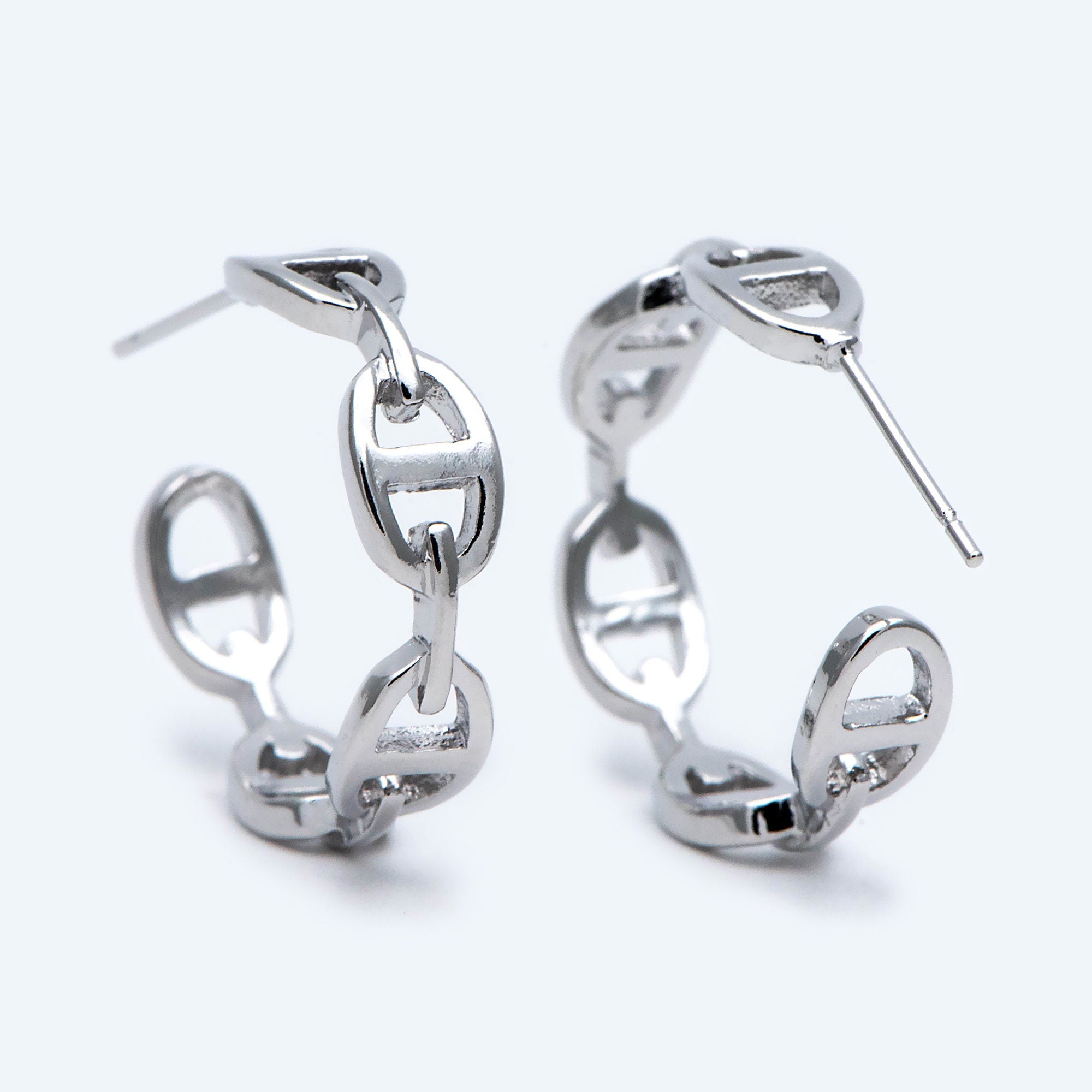 10pcs Gold/ Silver Tone Chain Earrings, Gold Chain Hoops, Thick Hoop Earrings, Hoop Earrings (GB-1854)