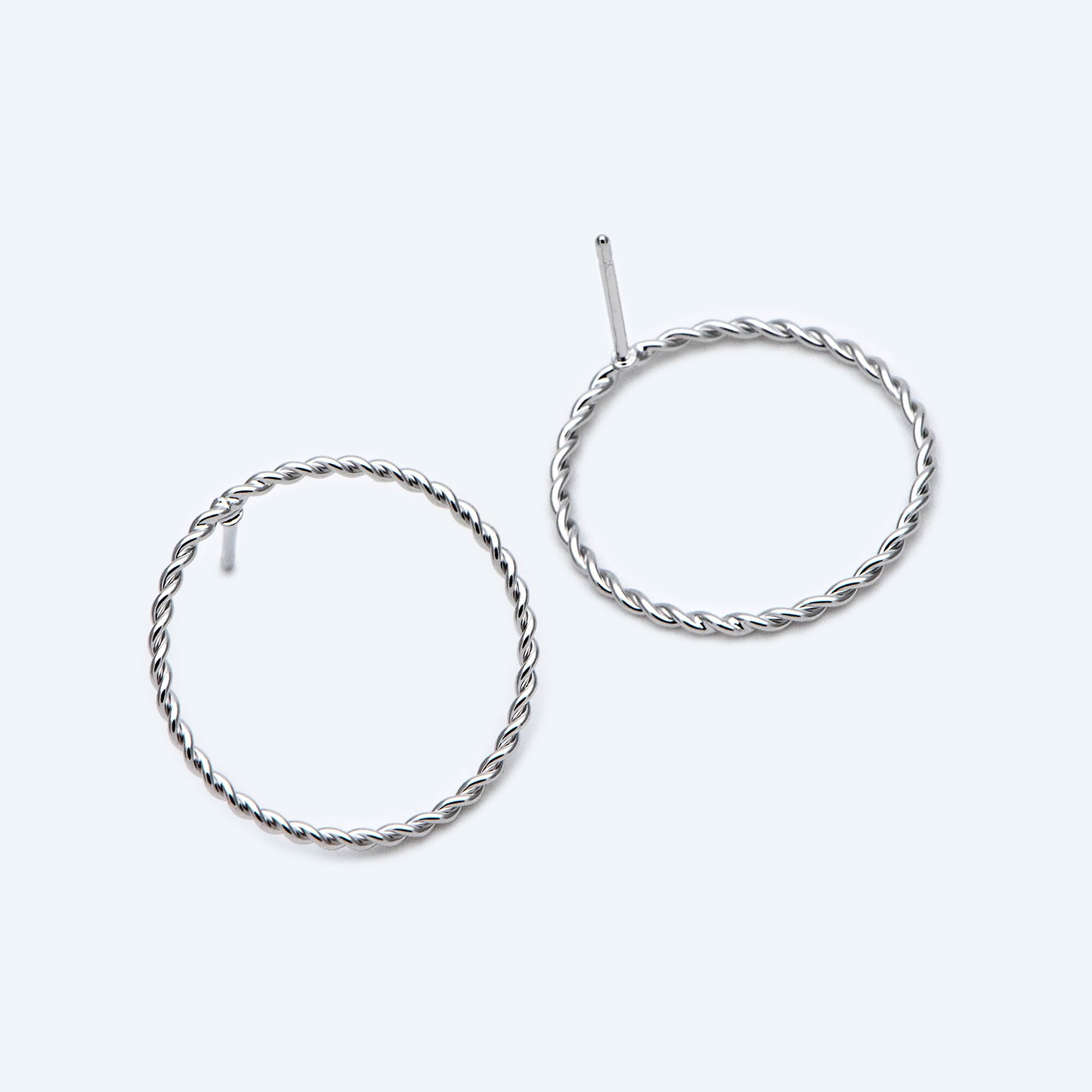 10pcs Circle Ear Posts 20mm, Gold / Rhodium Plated Brass, Geometric Ring Stud Earrings (#GB-2248)