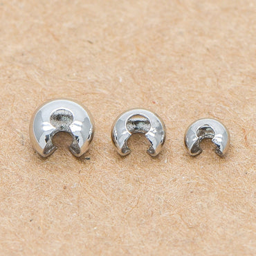 20pcs Gold/ Silver tone Crimp Beads Covers, 18K Gold/ Rhodium plated Brass, Conceal Crimp Ends 4/ 5/ 6mm (GB-637)