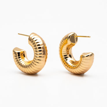 4pcs Gold Round Circle Earrings 25mm, Gold plated Brass, Dainty Geometric Hoop Stud Earrings (GB-4265)