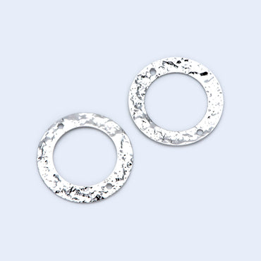 10pcs Gold/ Silver tone Circle Disc Connector Pendant 21mm, Gold/ Rhodium plated Brass Geometric Hammered Charms (GB-1422-A)