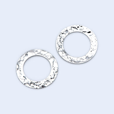 10pcs Gold/ Silver tone Circle Disc Connector Pendant 21mm, Gold/ Rhodium plated Brass Geometric Hammered Charms (GB-1422-A)