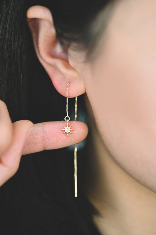 10pcs CZ Pave Gold North Star Charms 10x8mm, 18K Gold plated Brass Mini Star Pendant (GB-924-B)