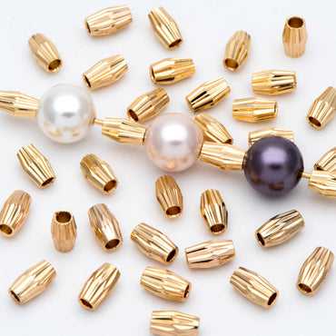 20pcs Gold/ Silver tone Oval Beads 6x3.5mm, Real Gold/ Rhodium plated Brass Tube Spacers (GB-715)