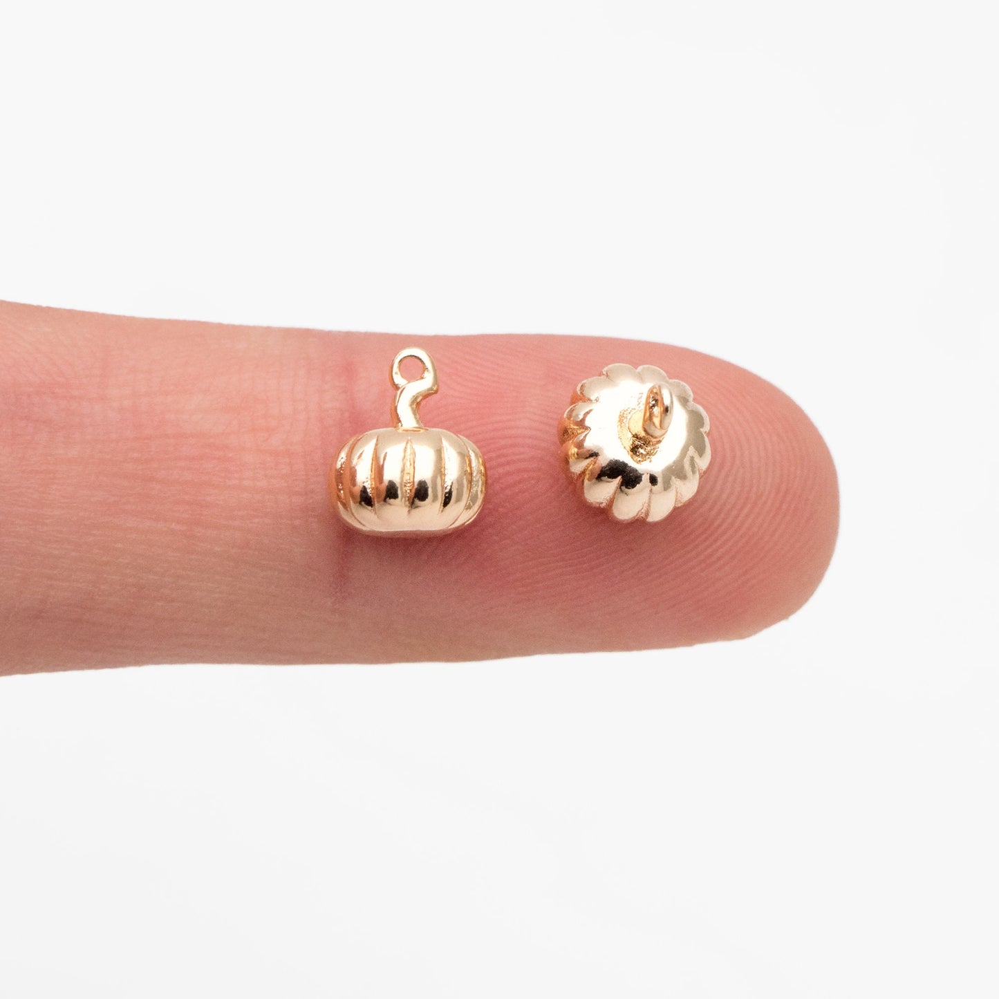 10pcs Gold/ Silver Pumpkin Charm 9x7mm, Real Gold/ Rhodium plated Brass, 3D Pumpkin Pendants (GB-4589-A)