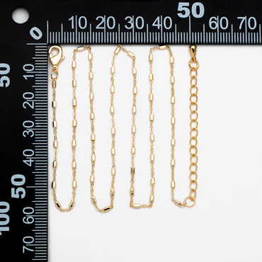 Gold Hexagonal Tube Chains 1.6mm, Finished Bracelet/ Anklet/ Necklace with Extender Chain, 18K Gold plated Brass, Ready to Wear (#LK-403)