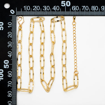 Gold Long Oval Cable Chains 5.5mm, Finished Bracelet/ Anklet/ Necklace with Extender Chain, Ready to Wear (#LK-406)