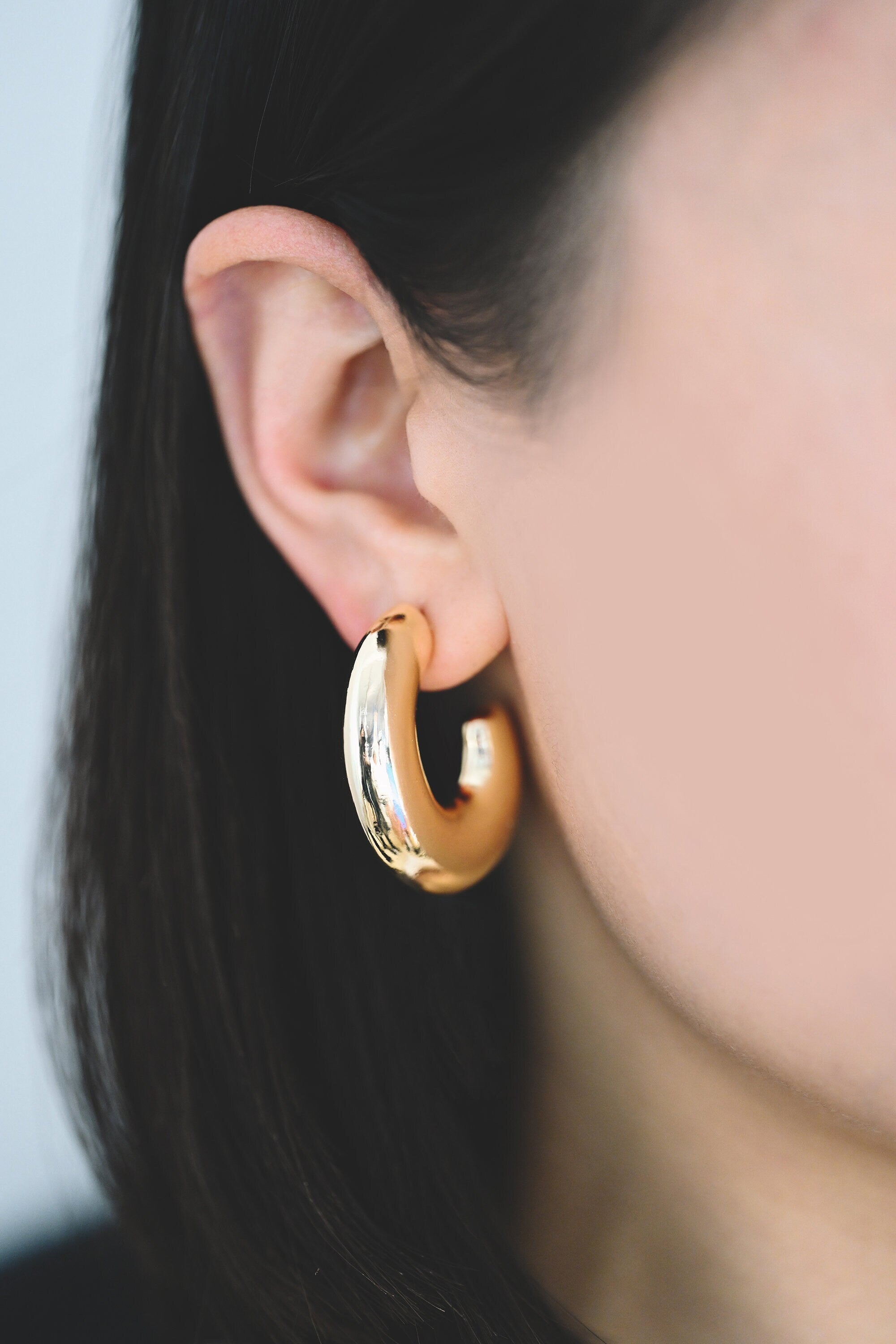 4pcs Gold C Shape Earrings, Gold plated Brass, Dainty Geometric Hoop Stud Earrings (GB-4269)