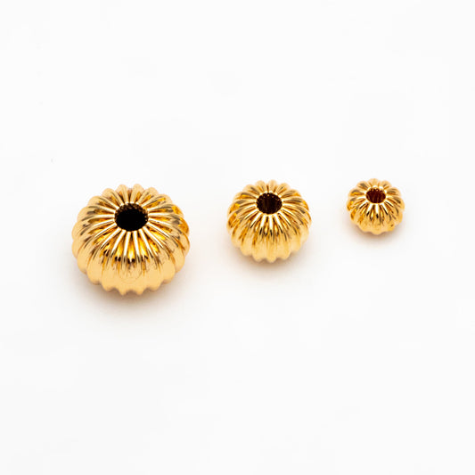 Gold plated Brass Rondelle Beads, Melon Spacer Beads 4/ 6/ 8mm, lead nickel free (GB-099)