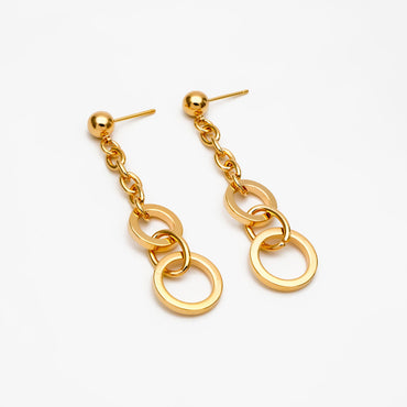 4pcs Gold/ Silver tone Chain Dangle Earrings, 18K Gold/ Rhodium plated Brass, Drop Earrings, Long Dangle Earring (GB-4296)