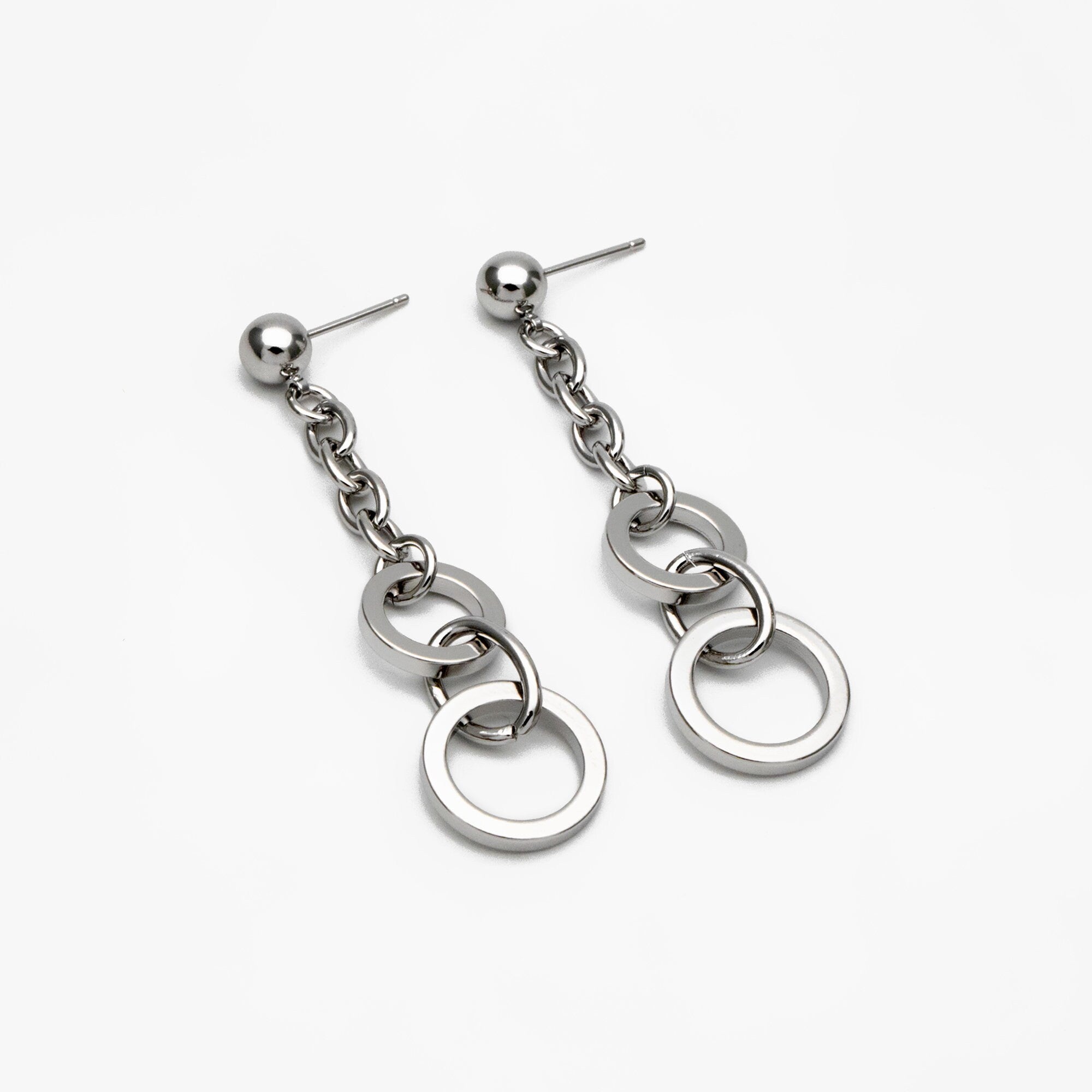 4pcs Gold/ Silver tone Chain Dangle Earrings, 18K Gold/ Rhodium plated Brass, Drop Earrings, Long Dangle Earring (GB-4296)