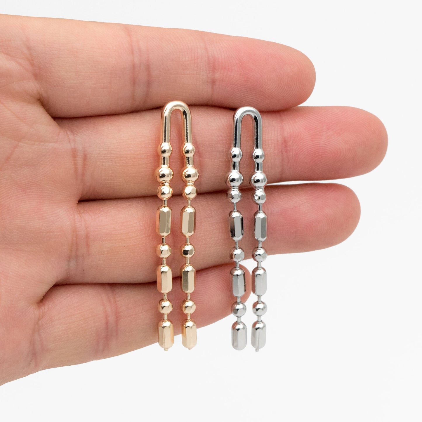 4pcs Gold/ Silver Chain Tassel Earrings, Tassel Stud Earring, Dangling Earrings, Minimalist Earrings (GB-4303)