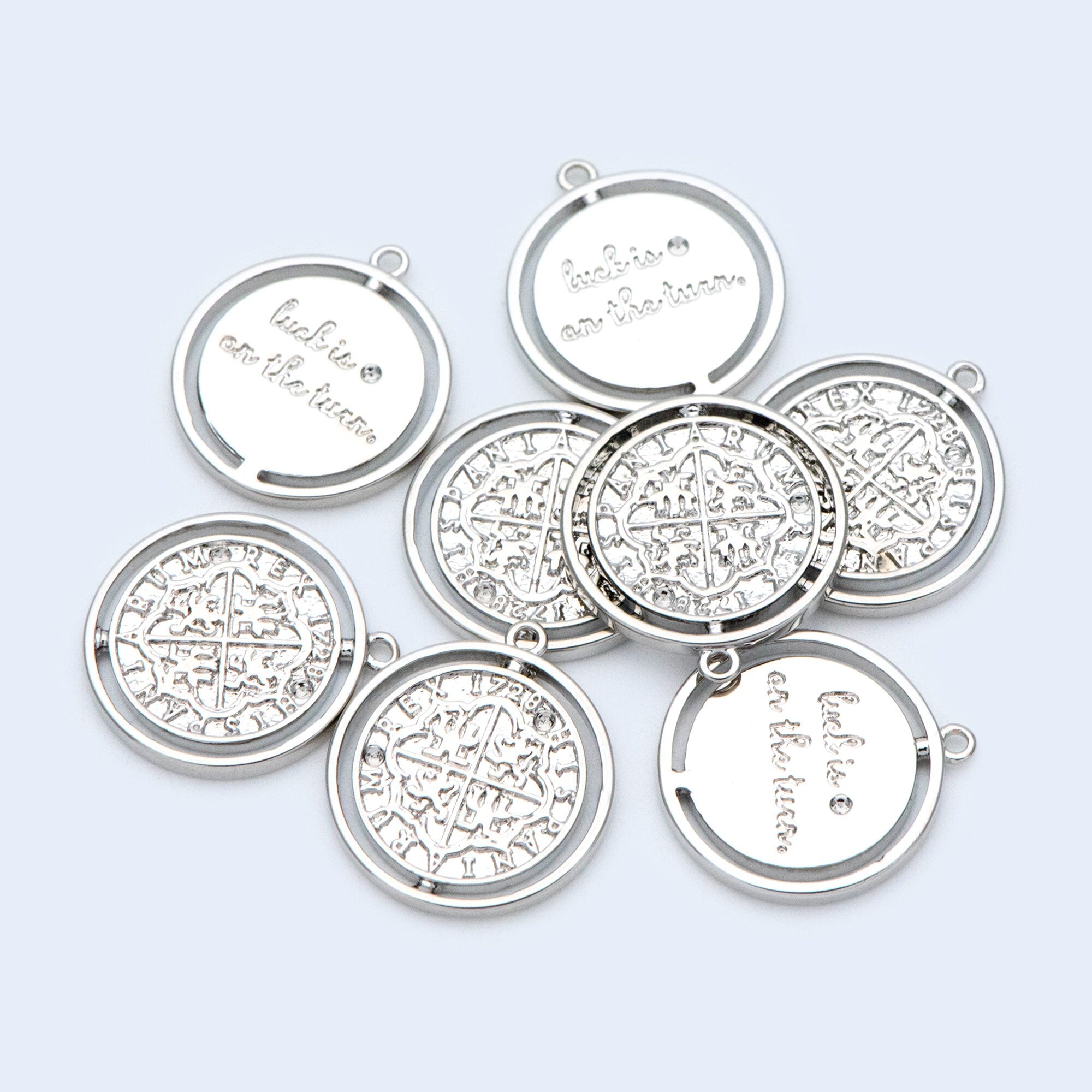 10pcs Gold/ Silver tone Medallion Charm Pendant 16x14mm, Jewelry Supply (GB-1634)
